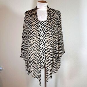 JM Collection Women’s Top 2 Pc XL Sheer Chiffon Bell Cardigan Sleeveless Shell